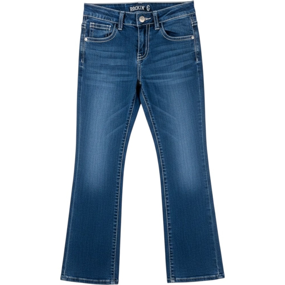 Rockin' G Blue Bootcut Jeans 14 Girls Western Preppy Festival Denim